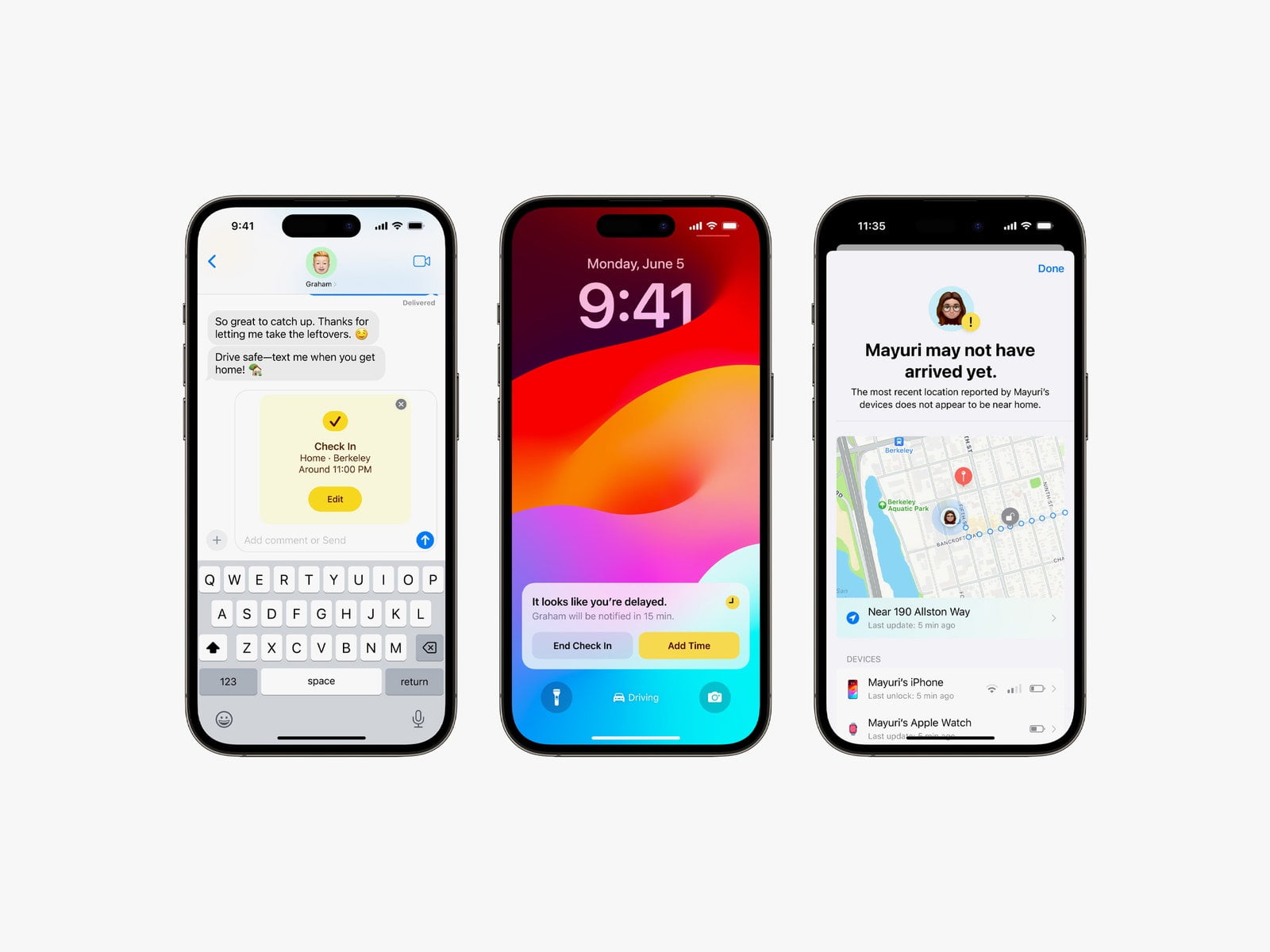 Apple iPhones displaying the new Messages app features