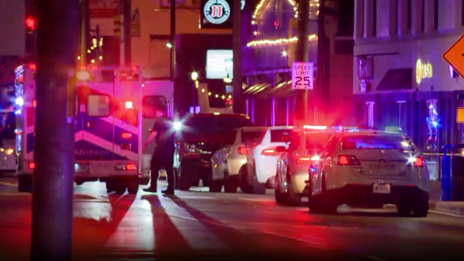 Police respond to the scene of a shooting in Indianapolis Saturday.