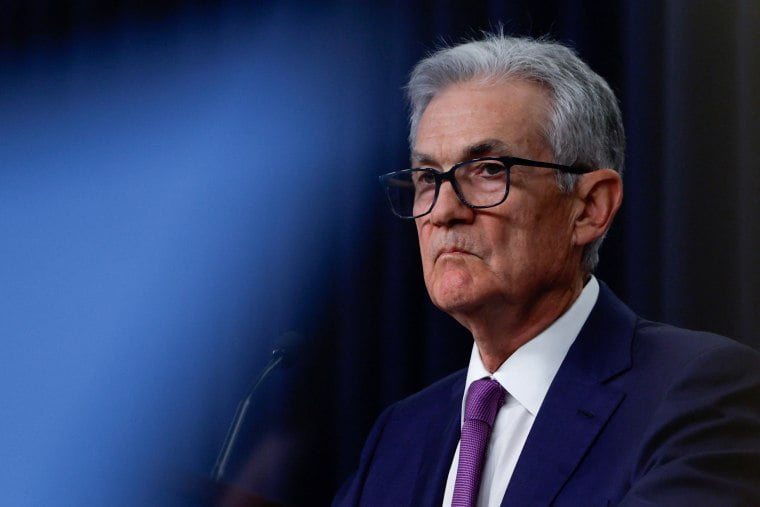 Jerome Powell during a press conference at the Federal Reserve in Washington