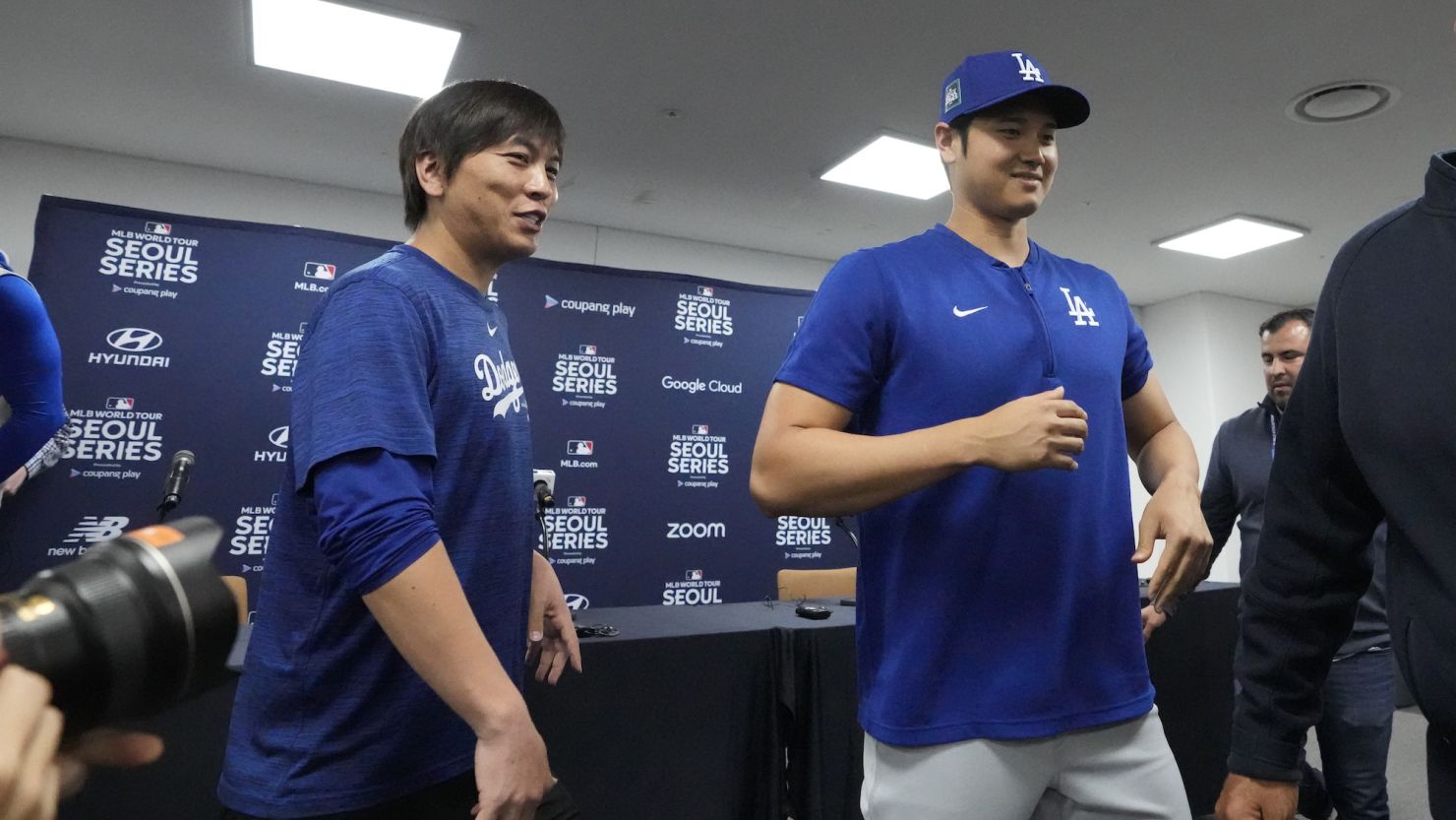 Ippei Mizuhara, left, the interpreter for Los Angeles Dodgers' Shohei Ohtani, right, was fired from the team last week.