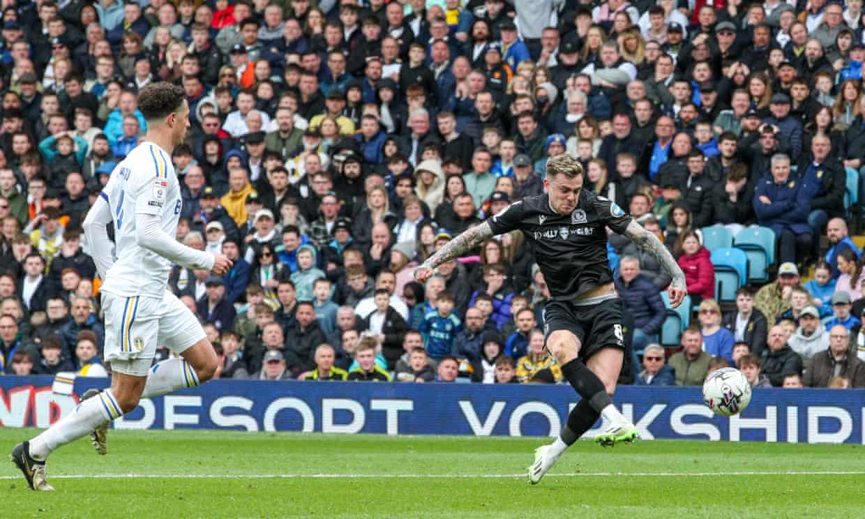 Blackburn’s Sammie Szmodics slots home the only goal of the game against Leeds.
