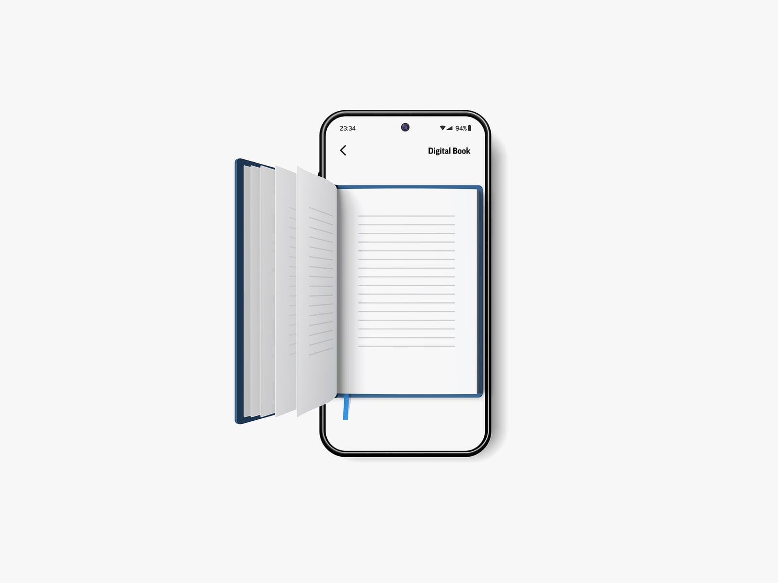 Mobile phone with book pages popping out