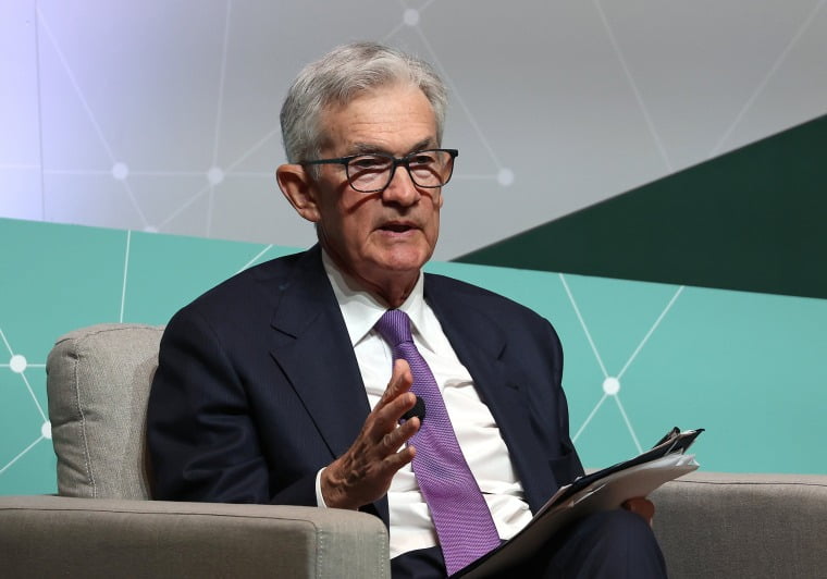 Federal Reserve Bank Chair Jerome Powell speaks at Stanford University on April 3, 2024.