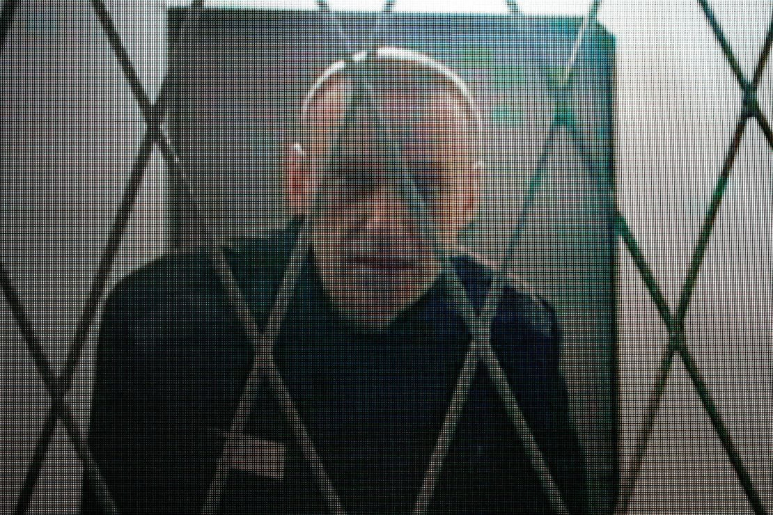 Russian opposition leader Alexey Navalny appears via a video link from the Arctic penal colony where he was serving a 19-year sentence, provided by the Russian Federal Penitentiary Service during a hearing of Russia's Supreme Court, in Moscow, Russia, in January.