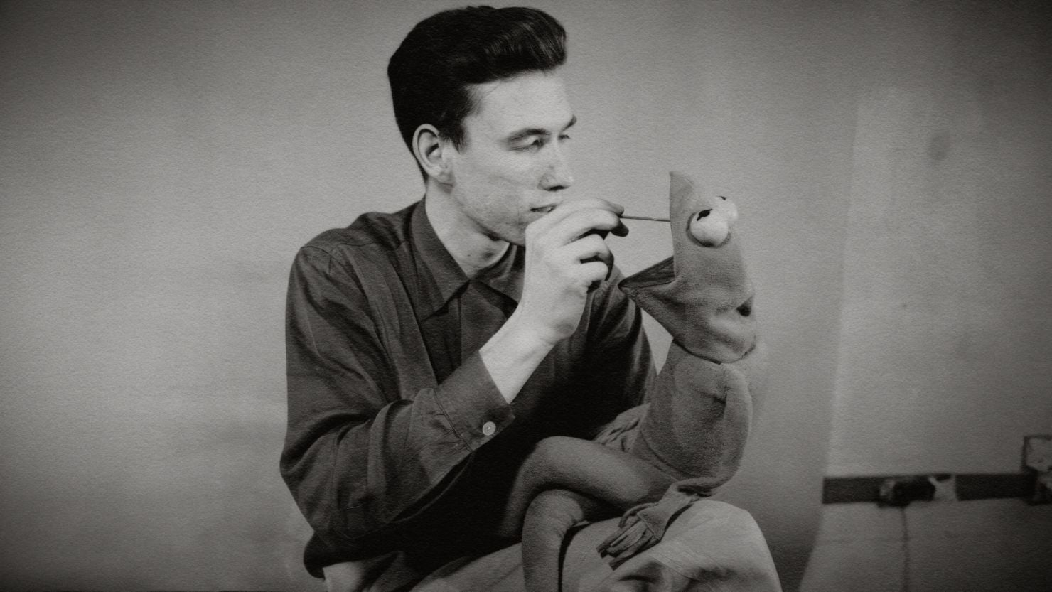 A young Jim Henson with Kermit the Frog in 