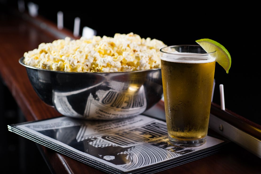 Despite the full menu, popcorn remains the most frequently purchased food item at Alamo Drafthouse cinemas.