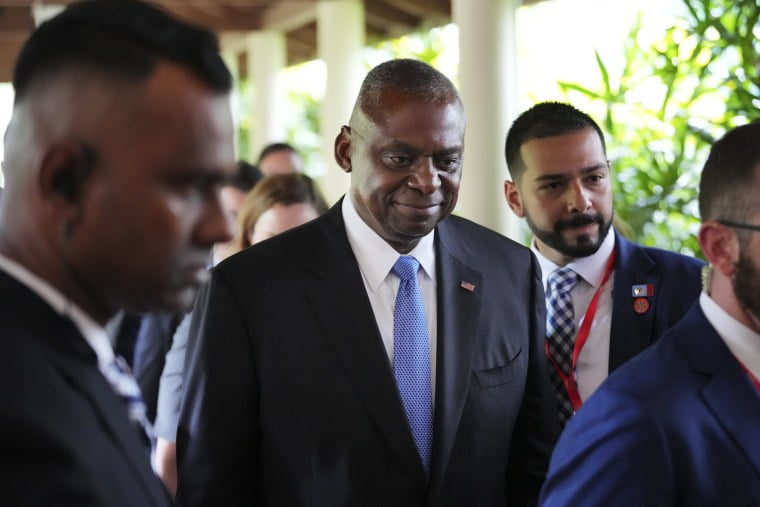 U.S. Secretary of Defence Lloyd Austin walks out after a bilateral meeting with China's Defence Minister Dong Jun in Singapore on May 31, 2024.