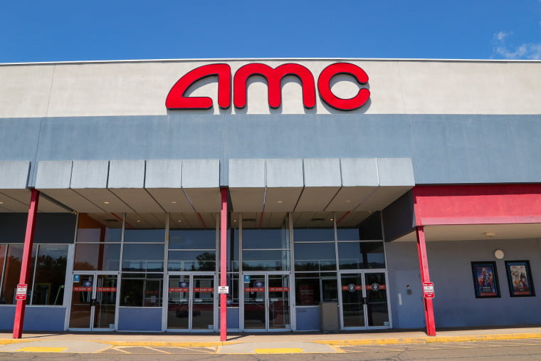 An exterior view of an AMC theater. 