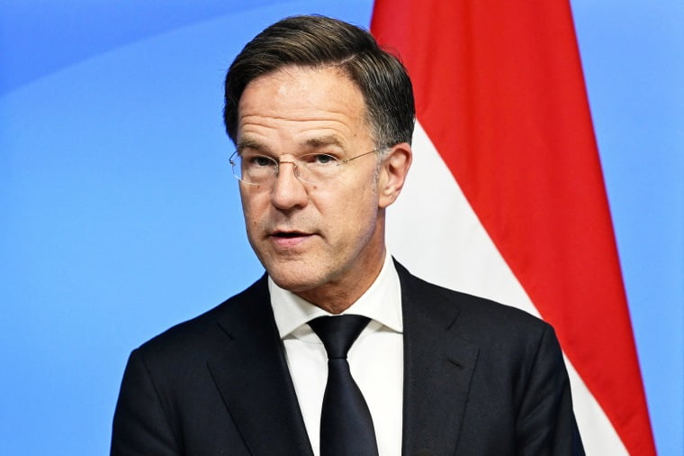 Mark Rutte speaks during a news conference