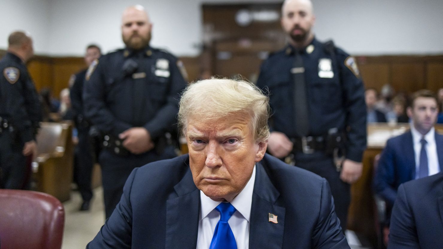 Former US President and Republican presidential candidate Donald Trump attends his criminal trial at Manhattan Criminal Court in New York City, on May 30, 2024.