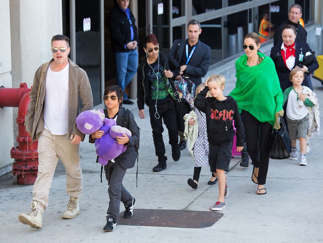 Brad Pitt and Angelina Jolie with their children in 2014 in Los Angeles.