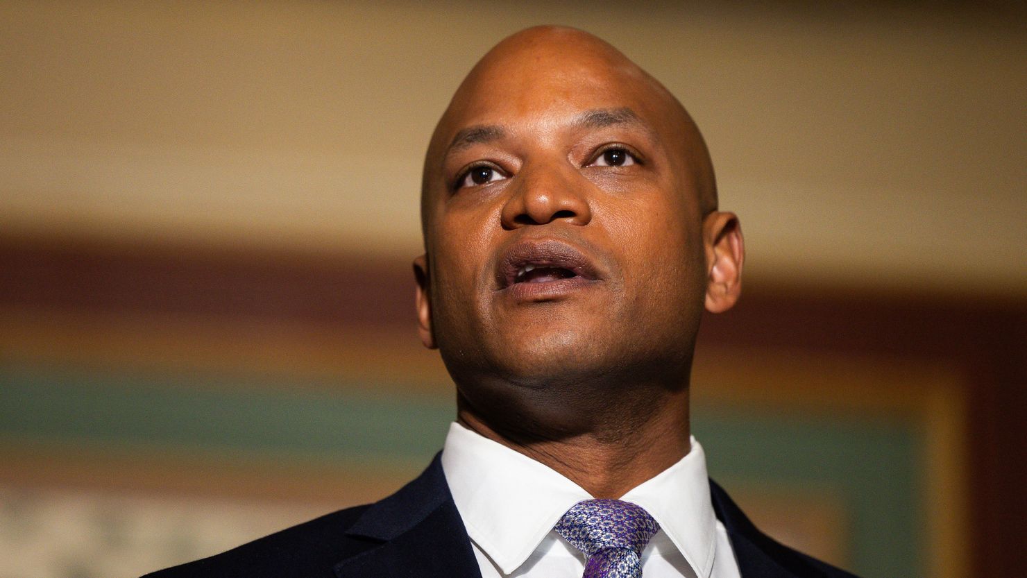 Maryland Gov. Wes Moore (D), speaking during an April news conference in April 2024.