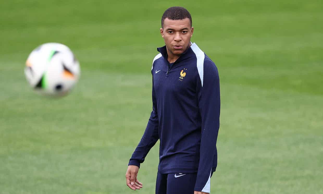 Kylian Mbappé trains at Paul Janes Stadium in Duesseldorf.