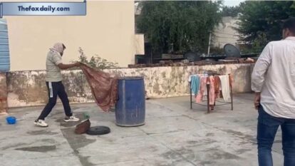 A man was found dead, stuffed in a drum on a rooftop in Khairthal Tijara district of Rajasthan A man was found dead, stuffed in a drum on a rooftop in Khairthal Tijara district of Rajasthan
