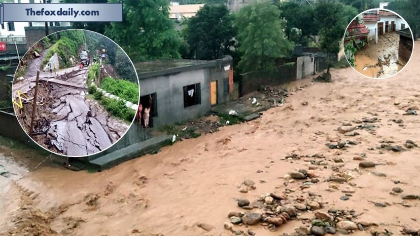 Debris and mud accumulated in a residential area following a cloudburst, in Kathua, Sunday, Aug. 17, 2025.