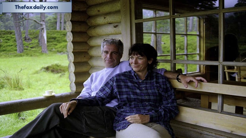 This undated trial evidence image obtained December 8, 2021, from the US District Court for the Southern District of New York shows British socialite Ghislaine Maxwell and US financier Jeffrey Epstein in Queen's log cabin at Balmoral.