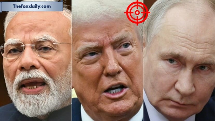 From left: Prime Minister Narendra Modi, US President Donald Trump and Russia's President Vladimir Putin. Donald Trump on August 6 ordered an additional 25 per cent tariff on Indian goods over New Delhi's continued purchase of Russian oil.(AFP)
