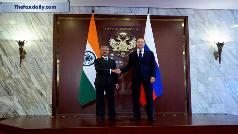 External affairs minister S Jaishankar with First deputy prime minister Denis Manturov of Russia during the 26th India-Russia Inter-Governmental Commission on Trade, Economic, Scientific, Technological and Cultural Cooperation IRIGC-TEC, in Moscow on Wednesday. (X/DrSJaishankar via ANI)