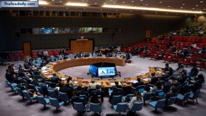 UN Headquarters in New York Representatives attend a meeting of the UN Security Council on the Israel-Palestinian conflict at the UN Headquarters in New York on August 27, 2025
