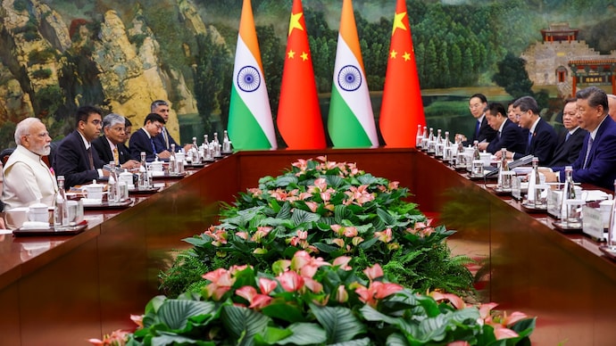 In this image received on Aug 31, 2025, Prime Minister Narendra Modi with Chinese President Xi Jinping during a meeting, in Tianjin, China.