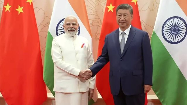 PM Modi meets Chinese President Xi Jinping on sidelines of SCO summit in Tianjin.
