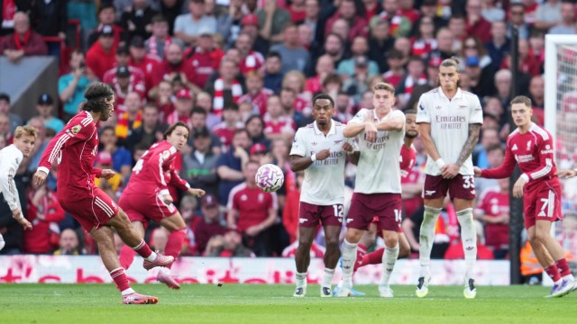 Liverpool's Dominik Szoboszlai free kick against Arsenal.