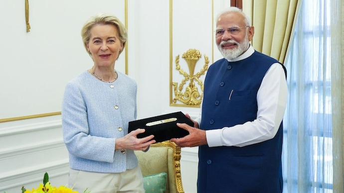 European Commission President ursula von der leyen With Indian PM Modi