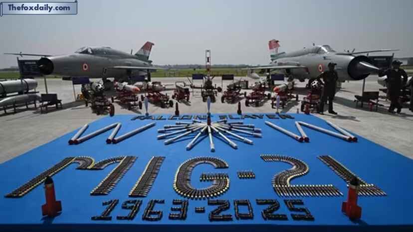 MIG-21 Bison fighter jets stand at the tarmac during rehearsal ahead of its farewell at Chandigarh Airforce Station(AFP)
