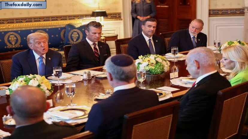 President Donald Trump holds a bilateral dinner with Israeli Prime Minister Benjamin Netanyahu at the White House on July 7, 2025