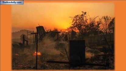 Remains of a damaged property as flames engulf Chinese Camp Town as wildfires rage in Tuolumne County Remains of a damaged property as flames engulf Chinese Camp Town as wildfires rage in Tuolumne County