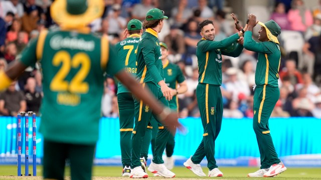 Keshav Maharaj's varying pace bamboozled the batters as England were dismissed three balls shy of half of their allotted 50 overs