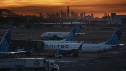 Planes are seen at Newark Liberty International Airport on Friday, Nov. 7, 2025, in Newark. (AP Photo)