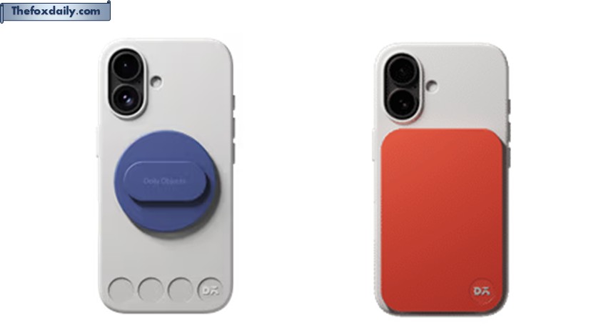 The black MagSafe grip and stand sticks to the back of the iPhone like an acolyte.