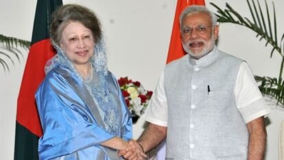 Khaleda Zia and PM Narendra Modi during their 2015 meeting. Khaleda Zia and PM Narendra Modi during their 2015 meeting.