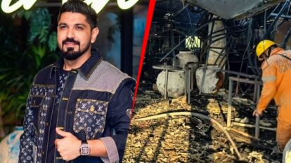 Charred remains at the nightclub where a fire broke out due to a cylinder blast in North Goa.