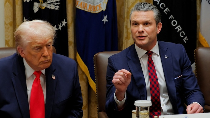 US Secretary of Defense Pete Hegseth speaks during a cabinet meeting with Donald Trump