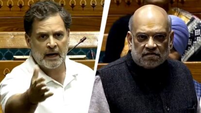 Rahul Gandhi and Amit Shah in Parliament