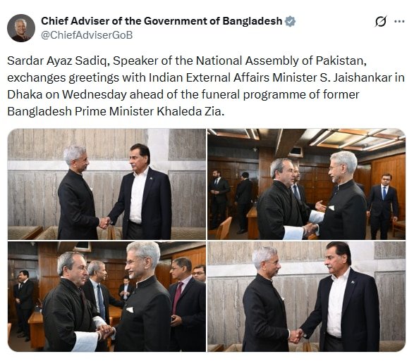 Sadiq and Jaishankar had not shared any pictures of their encounter on social media