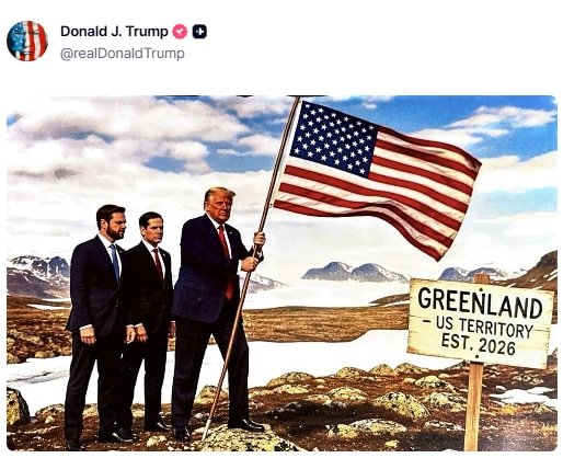 Trump presents a new map showing Greenland, Canada, and Venezuela as US territory
