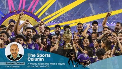 Kolkata Knight Riders co-owner Shah Rukh Khan celebrates with players, families and friends after winning the 2024 IPL. Kolkata Knight Riders co-owner Shah Rukh Khan celebrates with players, families and friends after winning the 2024 IPL.