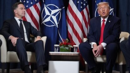 US President Trump holds a bilateral meeting with NATO Secretary General Mark Rutte, at the World Economic Forum in Davos