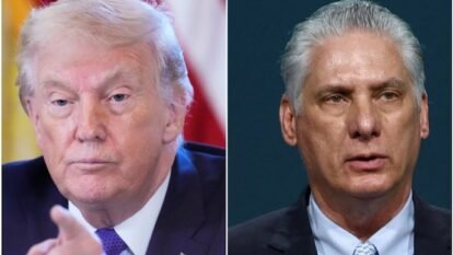 US President Donald Trump (left), Cuba's President Miguel Diaz-Canel.