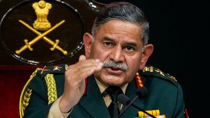 Army Chief General Upendra Dwivedi addresses a press conference in Delhi on Tuesday