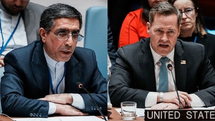 Iran's Deputy UN Ambassador Gholamhossein Darzi and US Ambassador Mike Waltz