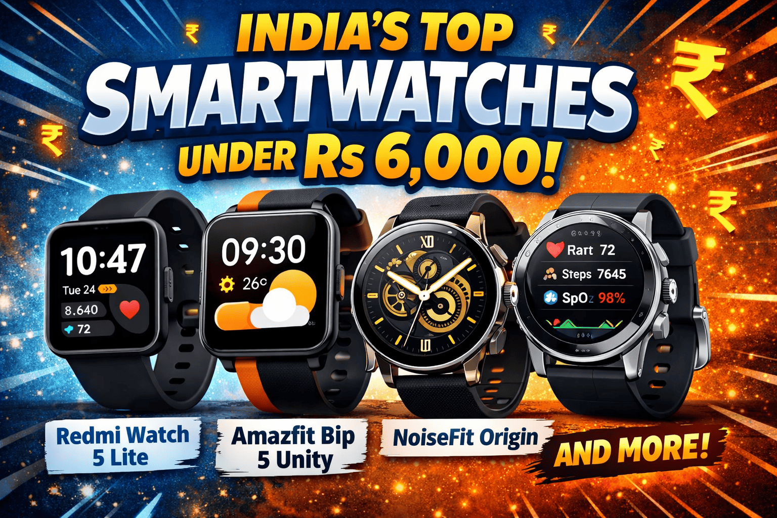 India's Top Smartwatches Under Rs 6,000 Redmi Watch 5 Lite, Amazfit Bip 5 Unity, NoiseFit Origin, and More