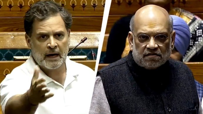 Rahul Gandhi and Amit Shah in Parliament