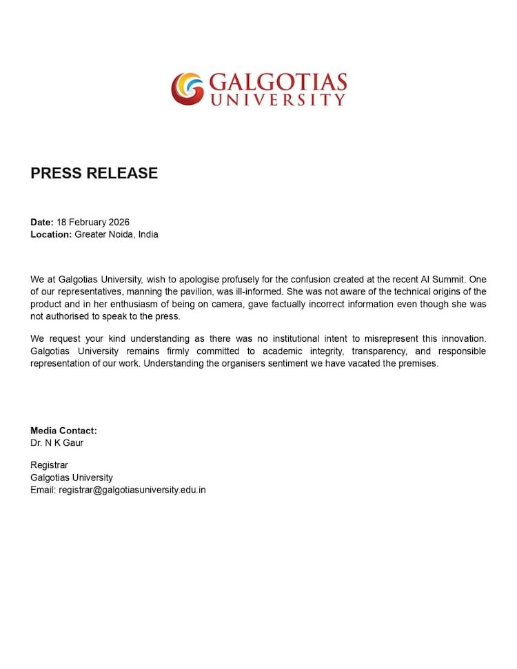 In a press release, the university said the confusion stemmed from an “ill-informed” representative.