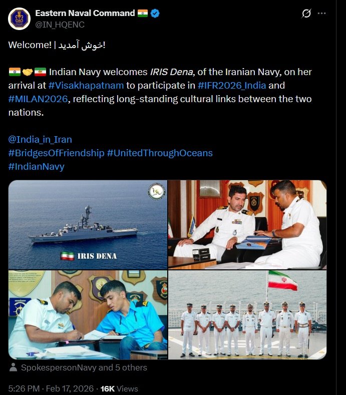 Sri Lanka’s Foreign Minister Vijitha Herath told that the vessel, identified as IRIS Dena, had gone down off the island’s coast.