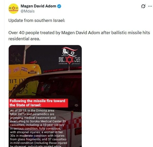 Dimona Missile Strike Aftermath in Southern Israel