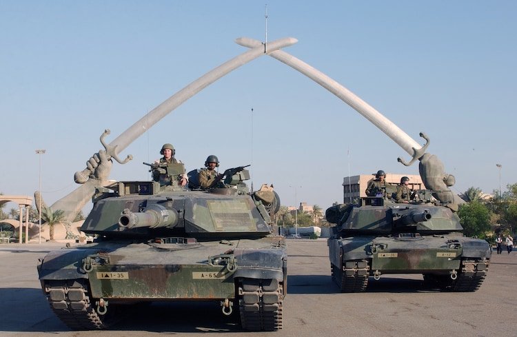 S Army tanks in Baghdad during the 2003 invasion of Iran, which saw Coalition forces sweep aside an Iraqi army paralysed by a highly centralised command and control network.